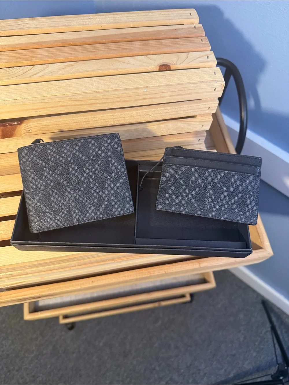 Michael Kors Monogram Black Wallet Set NWT